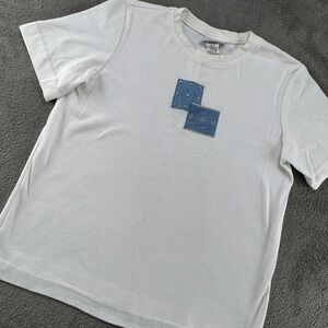 G.W. Division of Graff T-Shirt Womens Medium White Excellent Studded Denim Patch